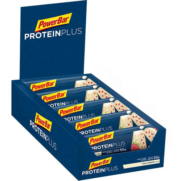Powerbar 단백질 Plus 33% 90g 10 단위 바닐라 그리고 산딸기 에너지 바 상자